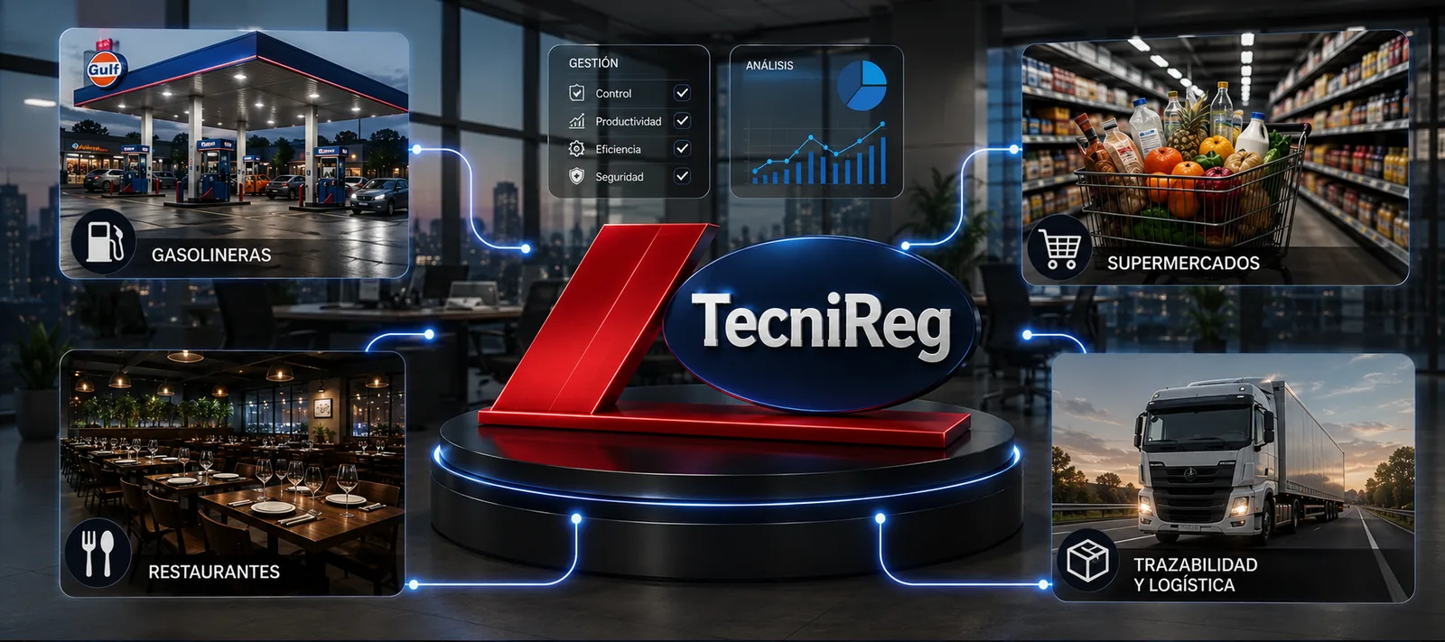 TecniReg conectado con gasolineras, restaurantes, supermercados y logística